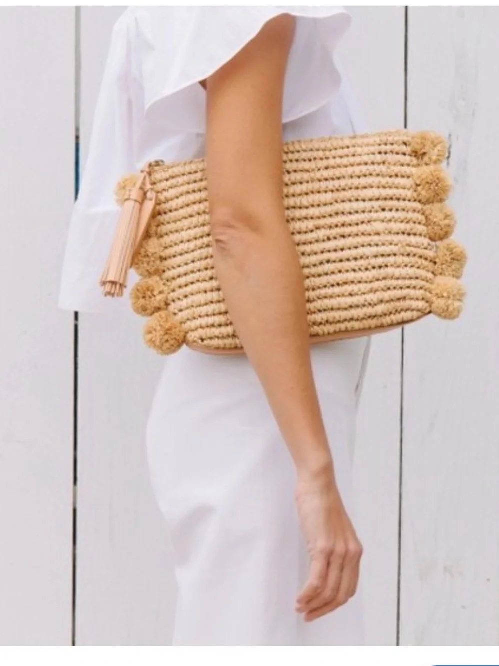 Loeffler Randall rafia Pom-Pom Wristlet Clutch in Tan - Picture 5 of 5